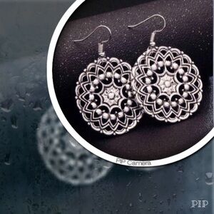 Boho Chic Pewter Disc Earrings